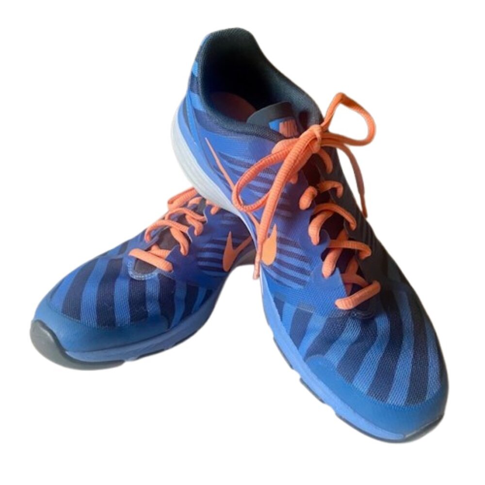 Nike Dual Fusion Running Shoe Blue Stripes Size 8.5